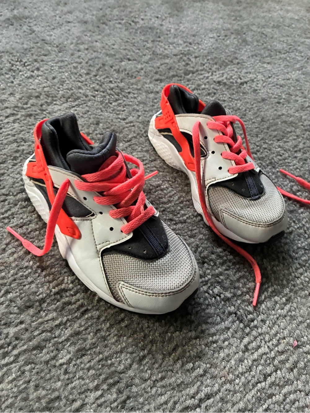 Kids Athletic Sneakers in White, Black & Coral Pink
